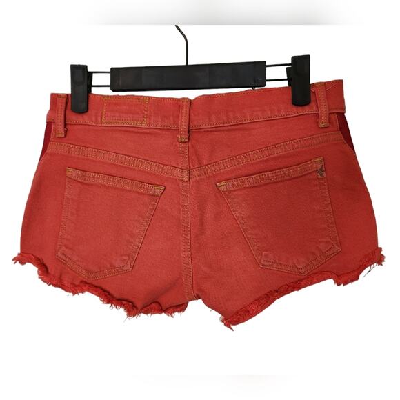 SIWY Red denim shortie short shorts cut offs 24 - Picture 5 of 7
